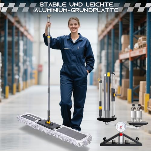 Thihome Bodenwischer, 90cm Breit Wischmopp, Professionelle Bodenwischer Set mit 2 Mikrofaser Pads...