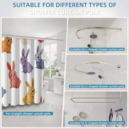 Rideau de douche polyester tissu lavable séchage rapide 180x180cm avec 12 crochets