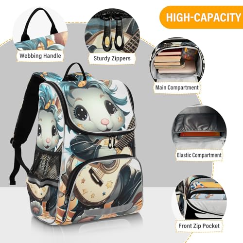Mochila infantil con diseño de guitarra estrella y unicornio ideal para el colegio 4
