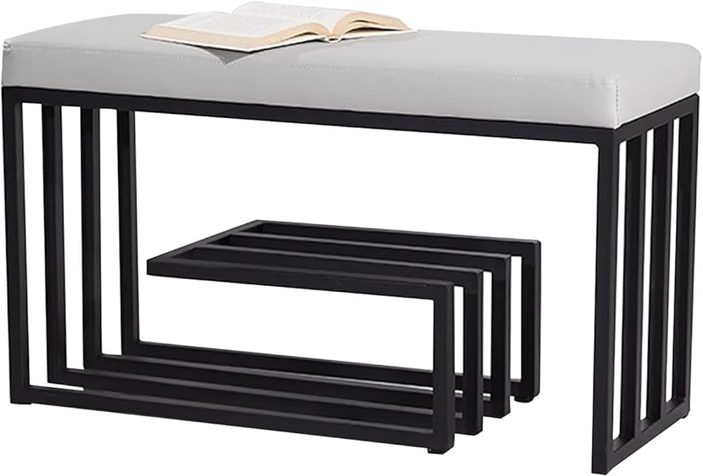 Banc à chaussures 3 niveaux entrée couloir chambre métal noir