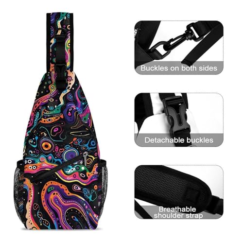 Various Shapes of Colors Sling Bag for Men Women - Adjustable Crossbody Chest Backpack, 15" Travel Hiking Fanny Pack3