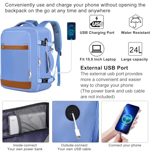 Image of Travel Laptop Backpack for Men Women Airline Approved Carry On Backpack with Shoe Pouch,TSA 15.6inch Laptop Mochila Flight Approved Personal Item Bag for Weekender Bookbag Travel Essentials,Blue