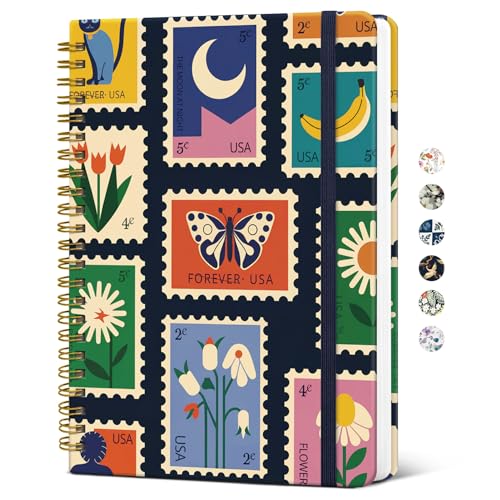 Image of Taja Spiral Lined Journal for Women, Pretty Hardcover Journal Notebook, A5 | Hardcover Design, 6 inch x 8 inch, 140 Pages, for Work, Note Taking & Journal Writing, Stamp