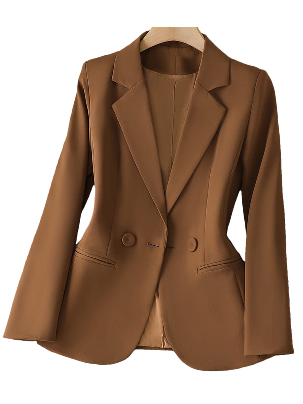 Brown Black Blazer Women Single Breasted Office Ladies Business Work Wear Formal Coat