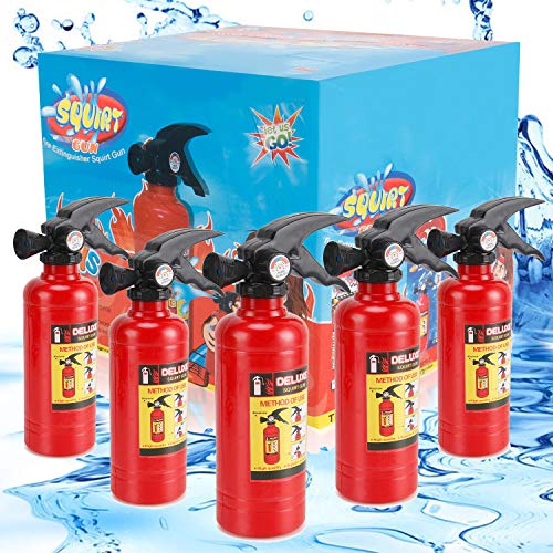 7 Inch Fire Extinguisher Squirt Toys - 12 Pack - Firefighter Water Guns with Realistic Design - Fun Fireman Squirters for Kids Party Favors