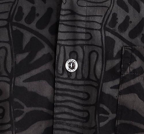 Johari West Hawaiian Short Sleeve Cotton Button-Down Batik Shirt for Men (Geometric Forest) - Image 4