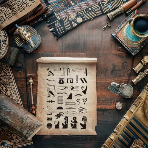 GLOBLELAND Egyptian Hieroglyphs Words Ancient Glyphs Alphabet Magic Runes Card Making Clear Stamp, 16 cm x 11 cm - Image 2