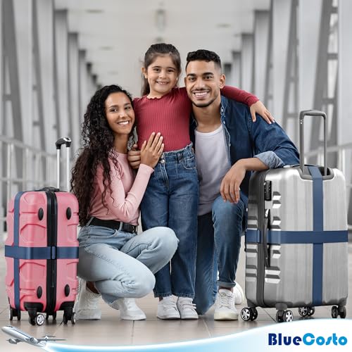 Image of Luggage Straps for Suitcases - TSA Approved - Navy Blue, 4 PK - Premium Nylon Belts for Suitcase, Briefcase & Travel Bag - Adjustable Strap Length 46 inch - 78 inch