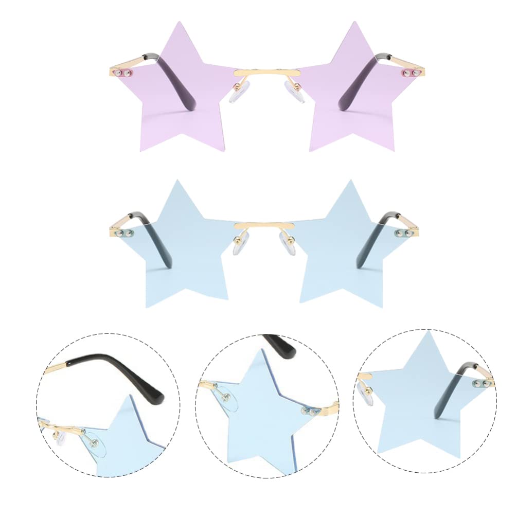 jojofuny 2 Pares Gafas De Sol De Fiesta Lentes De Sol Con Estrellas Decorativas Gafas De Corazón Gafas De Sol De La Americana Divertido De Las Mujeres Maquillaje Ordenador Personal