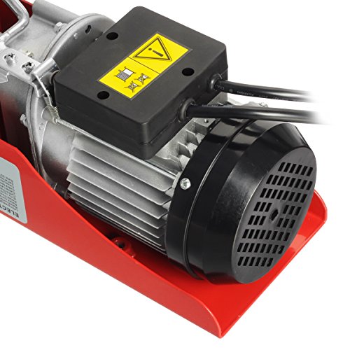 Partsam 440 lbs Lift Electric Hoist Crane Remote Control Power System, Zinc-Plated Steel Wire Overhead Crane Garage Ceiling Pulley Winch w/Straps (w/Emergency Stop Switch)