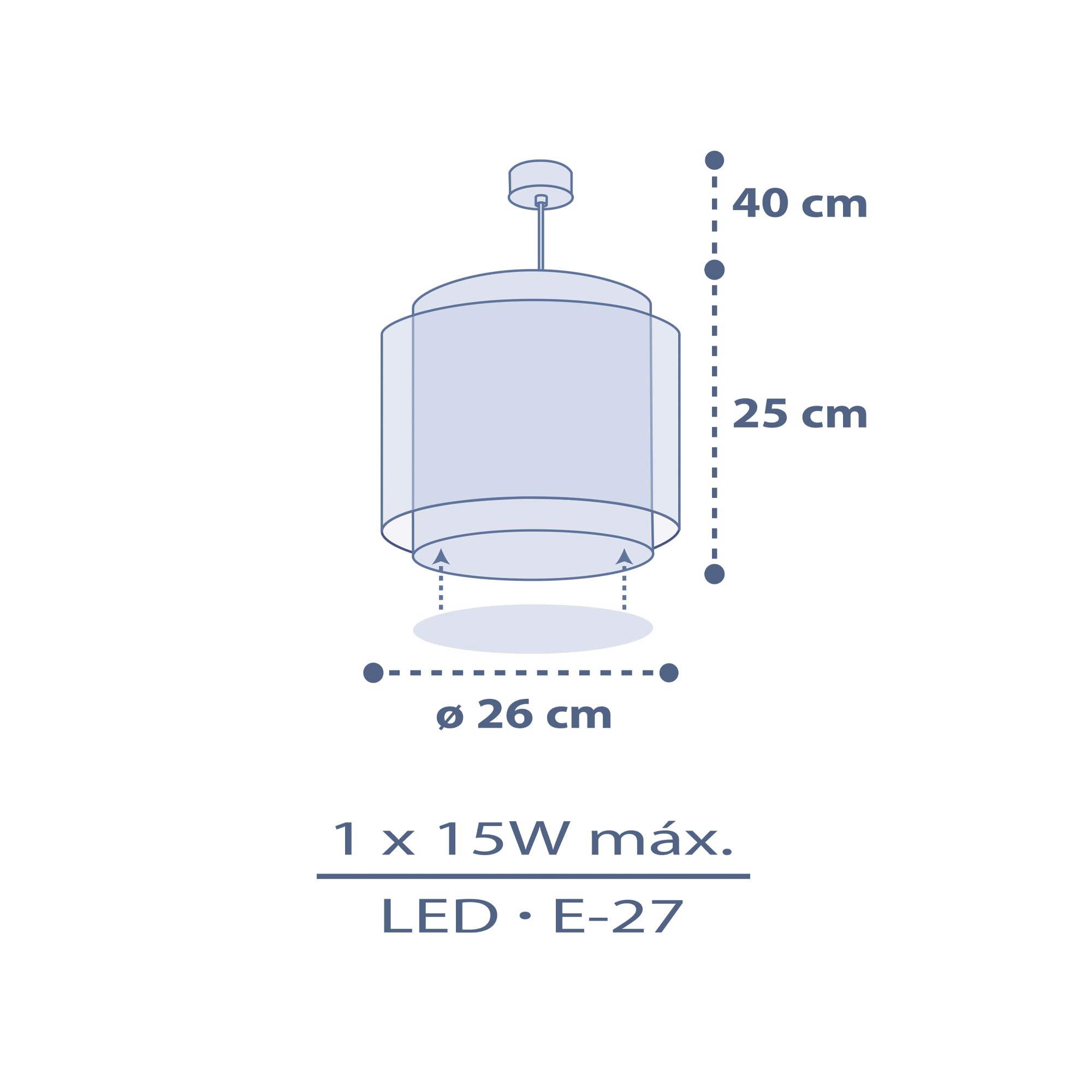Dalber Lámpara Techo Colgante Infantil Luna Estrella Azul 76632M E27 | Incluye difusor de luz inferior extraible; Habitación niños; lámparas infantiles; Moon Dreams