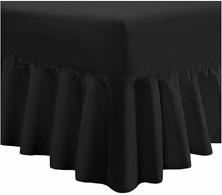 COTONWIZE® Black Easy Care Small Double Valance Sheet Poly Cotton 4FT ...