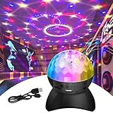 Disco Ball Light, RGB Stage Lights with Bluetooth Speaker DJ Strobe Light, Portable Party Lights for Holiday Xmas KTV Club Pub Show Home Theater (Black)