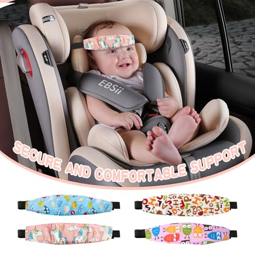 ZenithyrEn 4 Piezas Reposacabezas Coche Niño, Sujeta Cabezas Coche para Niños, Soporte Cabeza Niño Coche, Alta Durabilidad, 4 Diseños, Confortable y Seguro para Viajes Largos en Coche