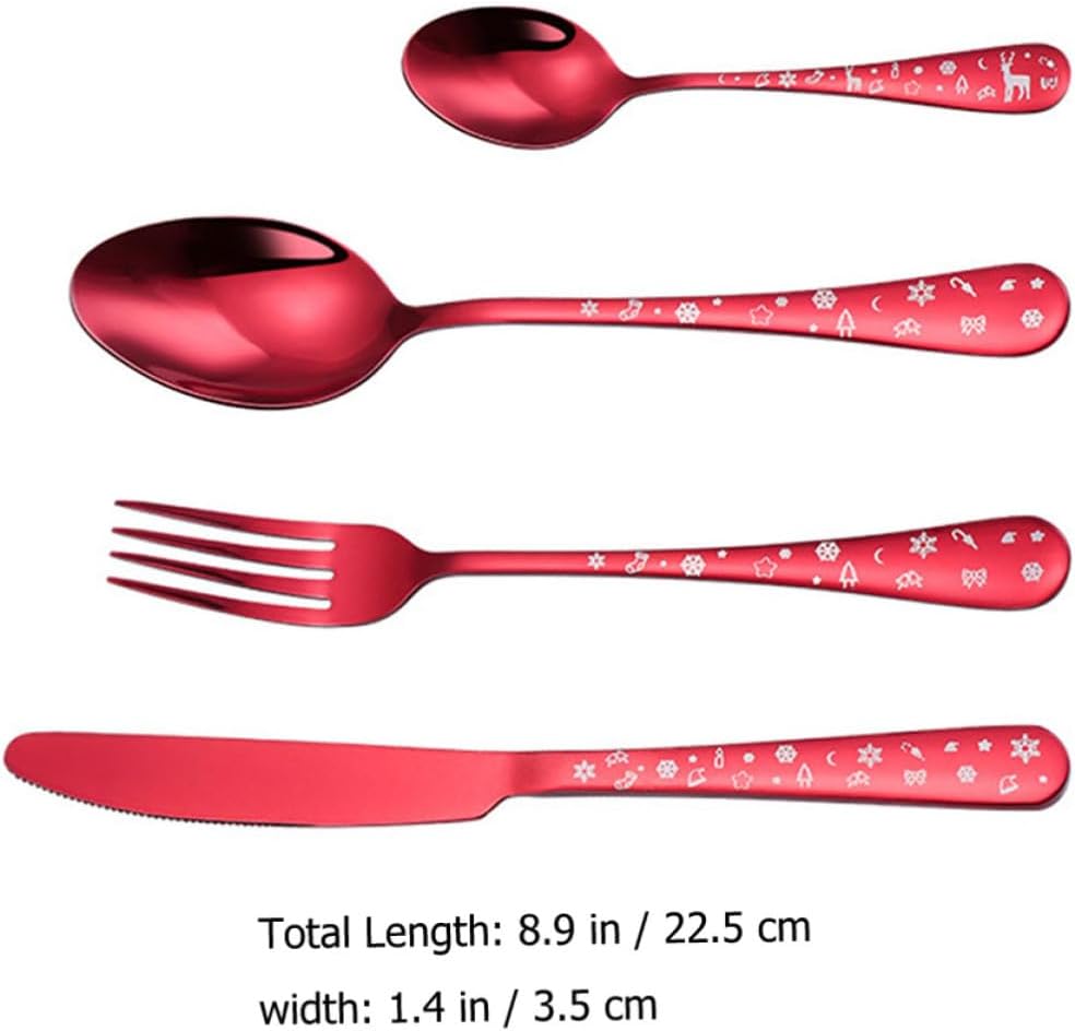 Christmas Dinnerware Set 4pcs Stainless Steel Flatware Xmas Party Use