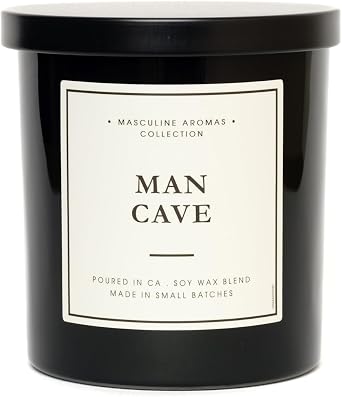 LEOBEN CO Man Cave Scented Mens Candle 9oz, Masculine Collection Design 50 hr Burn Time Poured in California Using Vegan Soy Wax and Essential Oils Made in Small Batches