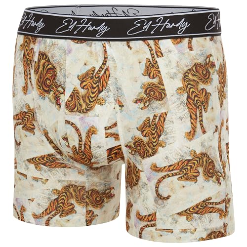 ED HARDY Mens Boxer Briefs Active Stretch Breathable Underwear, Comfortable Gym Boxer Briefs Multipack2