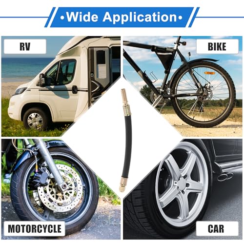 Image of Motoforti 1set 90 Degree Copper Tire Valve Extension with Flexible Plastic 180mm Tyre Valve Inflation Adapter for Car Motorcycle RV Truck Bike