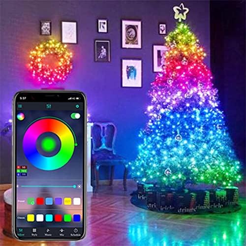 luci led albero di natale controllate da app, USB Bluetooth String Light, Smart Stringa Luci Decorative Lucine LED, luci per albero di natale interno con telecomando, Luci per Alberi di Natale
