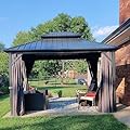 Domi 10' x 10' Hardtop Gazebo Outdoor Metal Gazebo with Galvanized Steel Double Roof Canopy, Curtains and Netting for Patio, Backyard, Deck, Lawn, Grey