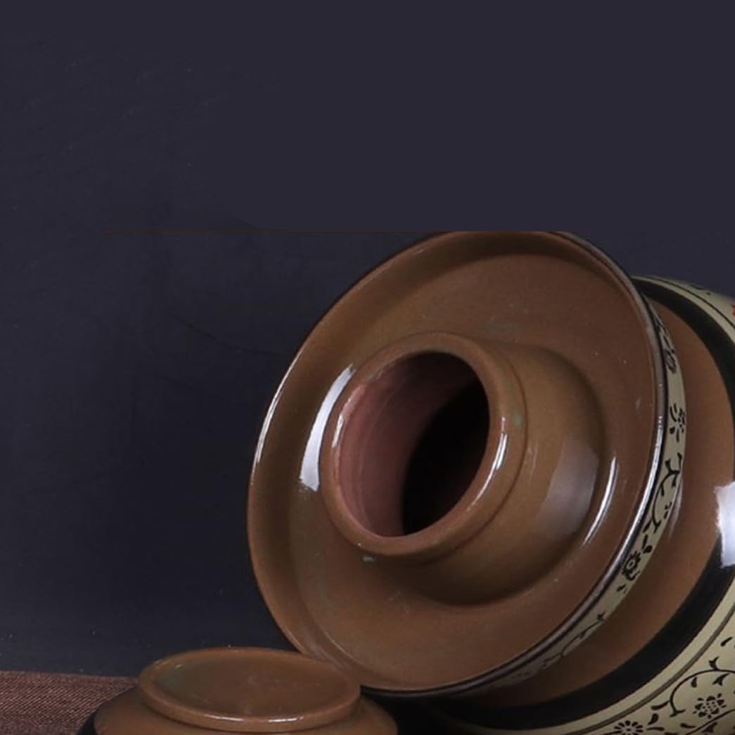 Chinesische Keramikfanzalglas mit Fermentationsdeckel, fermentierender Crock mit Wasserversiegelungslöschdeck brown-11L