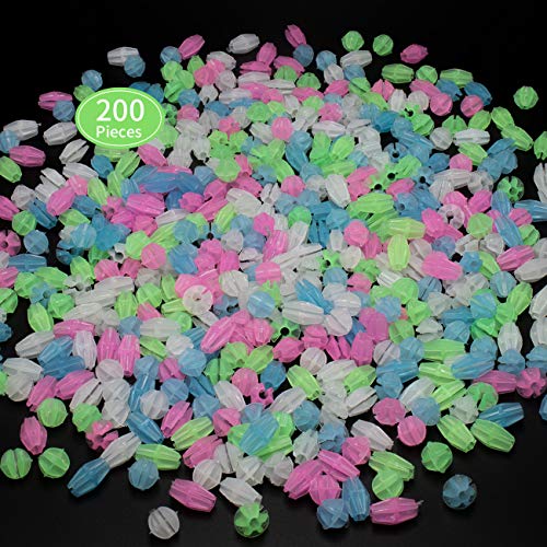 Rolybag Bicycle Wheel Spokes Bead 200 Pcs Luminous Colorful Bicycle Wheel Spokes Bead Assorted Colors Bike Wheel Beads Plastic Clip Bead Spoke Decoration(2 Styles