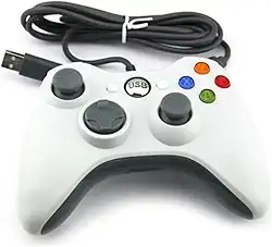 Controle USB com Fio para Xbox 360, Branco, Design Ergonômico, Compatível com PC e Console, Botões Coloridos, Cabo USB.