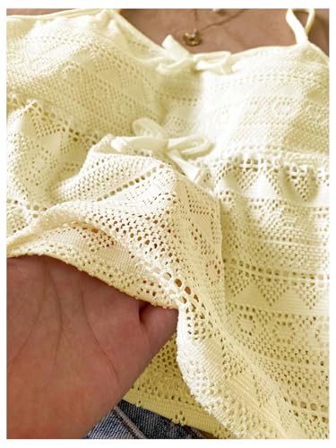 SOLY HUX Girl's Summer Lace Hollow Out Bowknot Cami Tank Top Spaghetti Strap Cute Camisole4