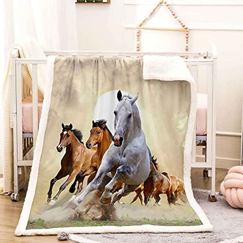 Couverture canapé anti-froid en microfibre douce cheval brun 3D - 3