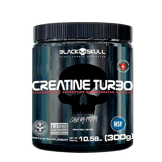 Creatine Turbo Monohidratada - 300G sem Sabor, Black Skull