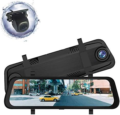 ZENAN Mirror Dash Cam 9.66 inch Full Touch Screen，Stream Media Dash Camera，Full HD 1080P Front Camera and 1080P Rear View Camera, Wide Angle Backup Camera with Night Vision Parking Monitor