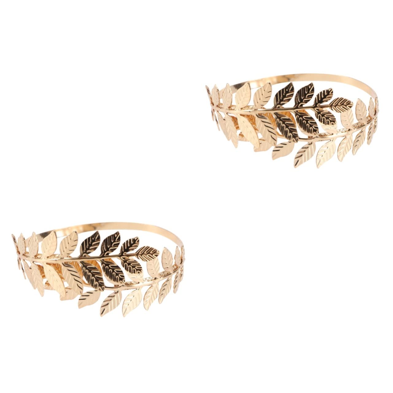 Didiseaon2 Pcs Leaf Armband Bracelet Bridal Leaf Bracelet Open Cuff Armlets Hammered Bangles for Girls Women's