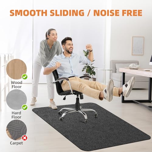 Image of Office Chair Mat for Hardwood and Tile Floor, 48 inch x 36 inch Computer Desk Chair Mat, Anti-Slip Mat for Rolling Chair, Large Floor Protector for Home Office, Dark Gray