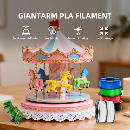 Image of PLA Filament 1.75mm, GIANTARM Classic PLA 3D Printer Filament 1kg Spool Black