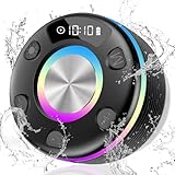 OYIB Bluetooth Shower Speaker, Shower Radio 360° HD Surround Sound, RGB Lights, FM Radio, IPX7 Waterproof Portable Bluetooth Speaker with Suction Cup and Mic for Travel/Outdoors/Gifts
