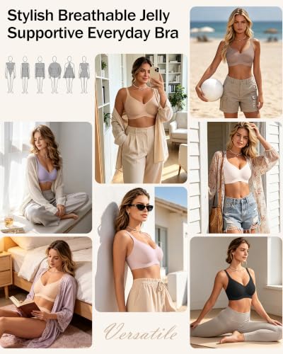 HORISUN Wireless Full Coverage Bras Push Up Comfortable Seamless Jelly Bra - image 6