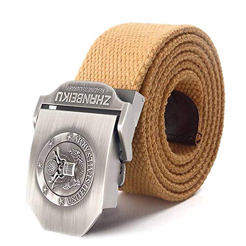 Ceinture en toile kaki pour hommes avec boucle automatique en nylon militaire