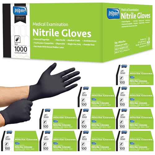 Image of Inspire Black Nitrile Disposable Gloves | 4.5 Nitrile Disposable Safety Medical Cooking Cleaning Gloves