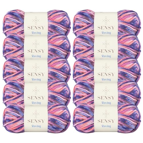 S Sensy Roving Multi-Premium Acrylic&Wool Yarn 10 Pack Purple Sky 131 Yards