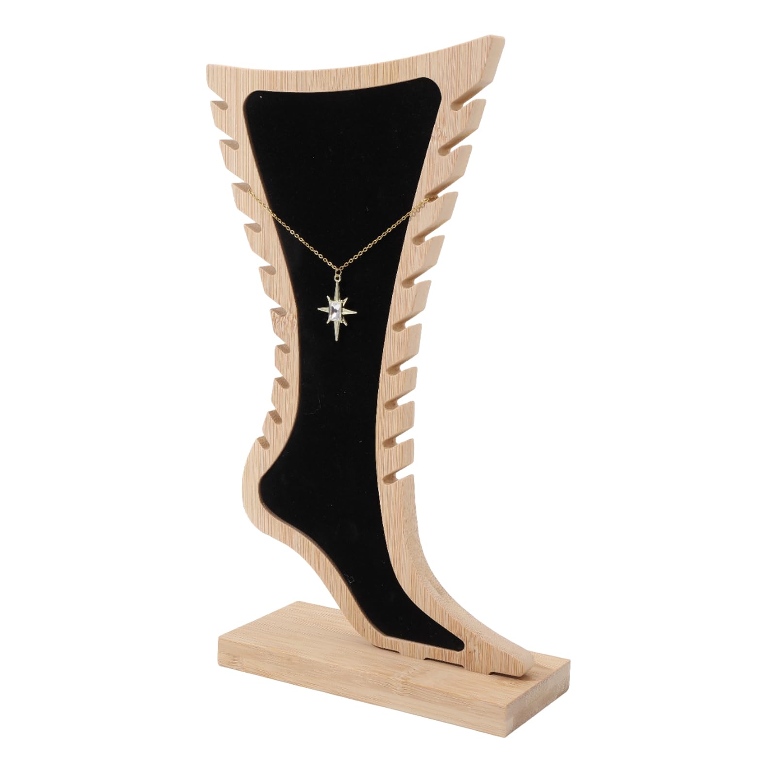CHGCRAFT 1 Satz Fuß Geformt Bambus Schmuckständer Halskette Halter Fuß Display Storage Showcase Stand für Knöchel Schmuck Display für Knöchel Schmuck Display, Schwarz, 8.27×2.76×11.22 Zoll
