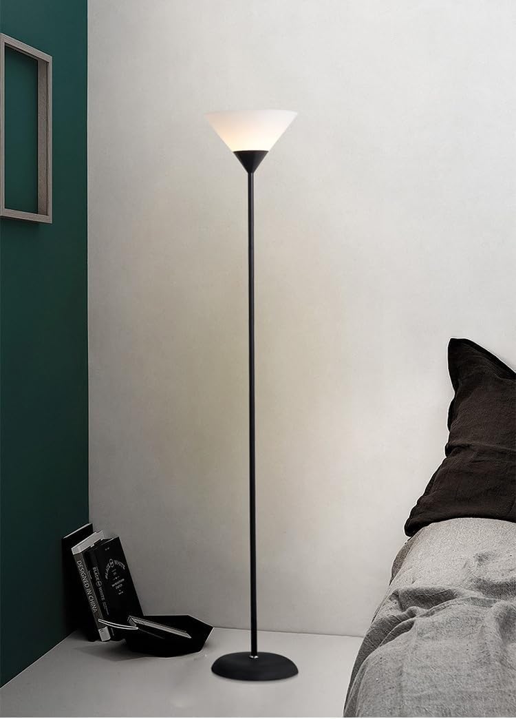Living Room Office Corner Standing Lamp| Height Adjustable,Reading Light | Black Metal Thin Profile White Shade Decor for Living Room | Minimalist Led Floor Lamps for Living Room, Office-image-9