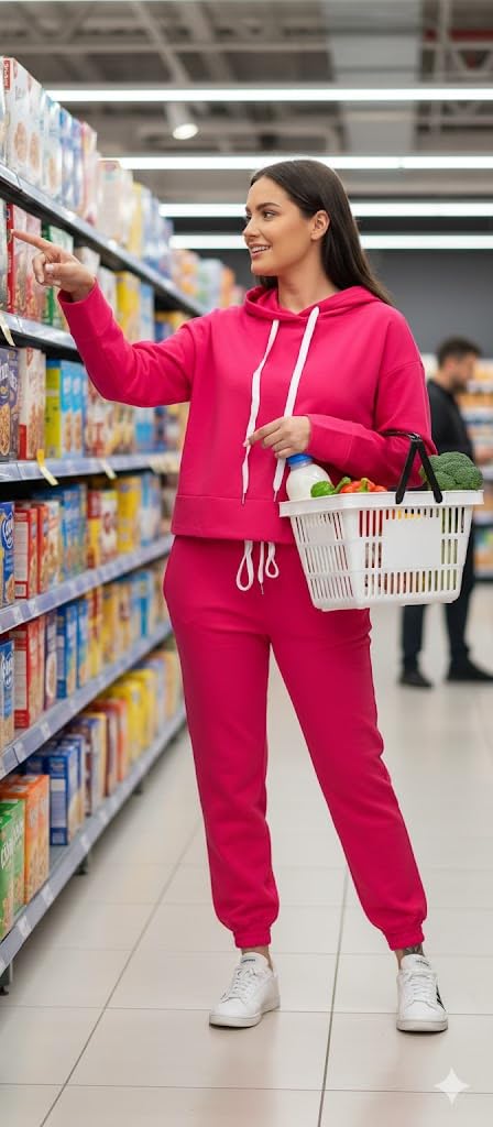 Damen Jogginganzug Zweiteiler für Freizeit und Sport Trainingsanzug Hausanzug Hoodie und Hose 83991