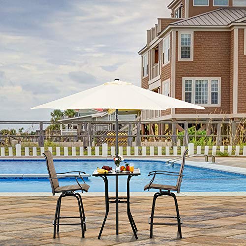 EMERIT Outdoor Patio Bar Height Table Square Metal Bistro Table with Umbrella Hole High Top - Thumbnail 7