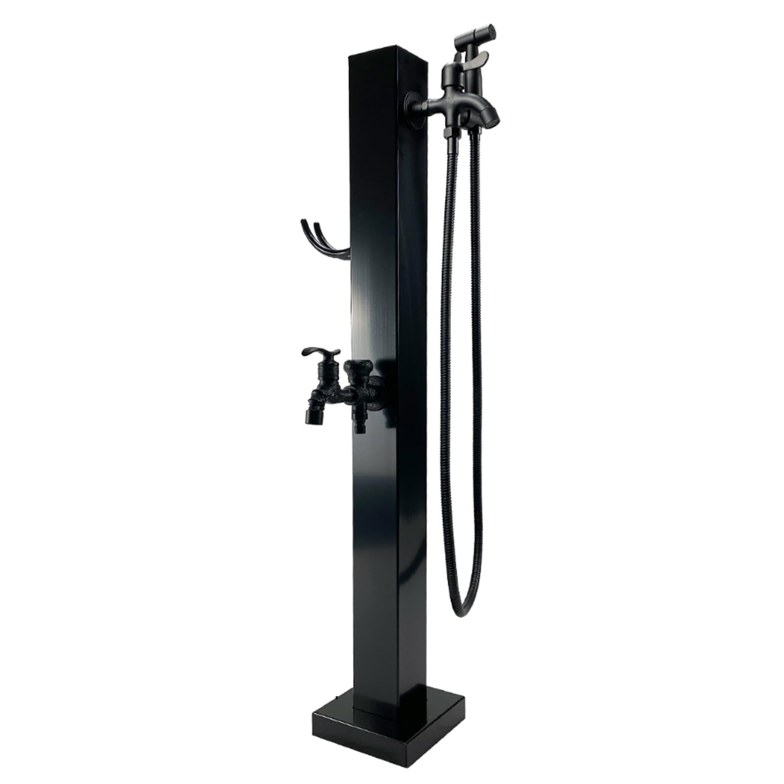 BHGFYXBS Stainless Steel Vertical Garden Water Column, Retro Outdoor Faucet With Freestanding Hose Holder, Antifreeze Water Dispenser Hydrant For Garden Irrigation,Black D-95CM/37.4IN