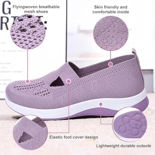 Beemoda Women's Casual Breathable Slip on Orthopedic Walking Sneakers,Orthowalkway Womens Shoes,2025 Woven Arch Support Shoes3