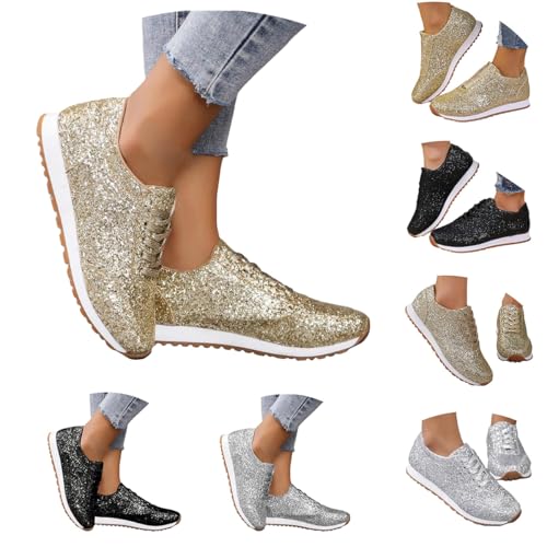 sneaker Gold damenGlitzer Sneaker Damen Elegant Glitzer Schuhe...