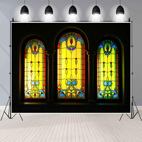 Fondo Fotográfico 8x8ft Vidrio Colorido Iglesia Creativo miniatura 2