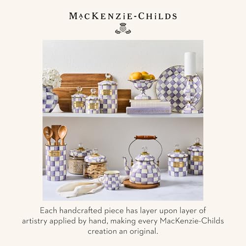 Image of MACKENZIE-CHILDS Enamel Colander, Decorative Kitchen Strainer, Small, Purple-and-White Violet Check