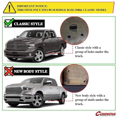 Image of COMNOVA Aluminum Running Boards Side Steps for 2009-2018 Ram 1500 Quad Cab