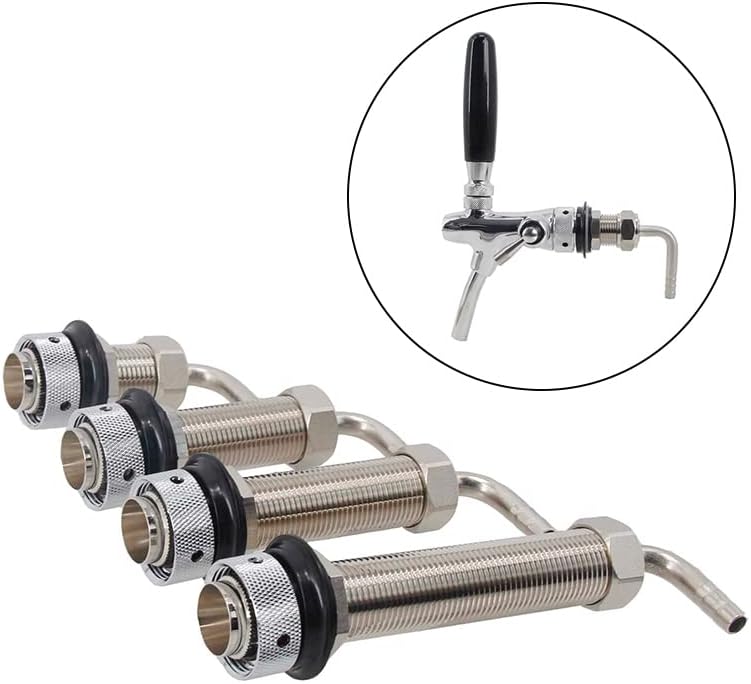 Beer Tap Shank with 8mm Elbow, 5/8" ID Bore, Chrome Plated Brass Homebrew Kegging Parts for Kegerator Jockey Box, DIY Home Brewing Equipment(54mm Shank)